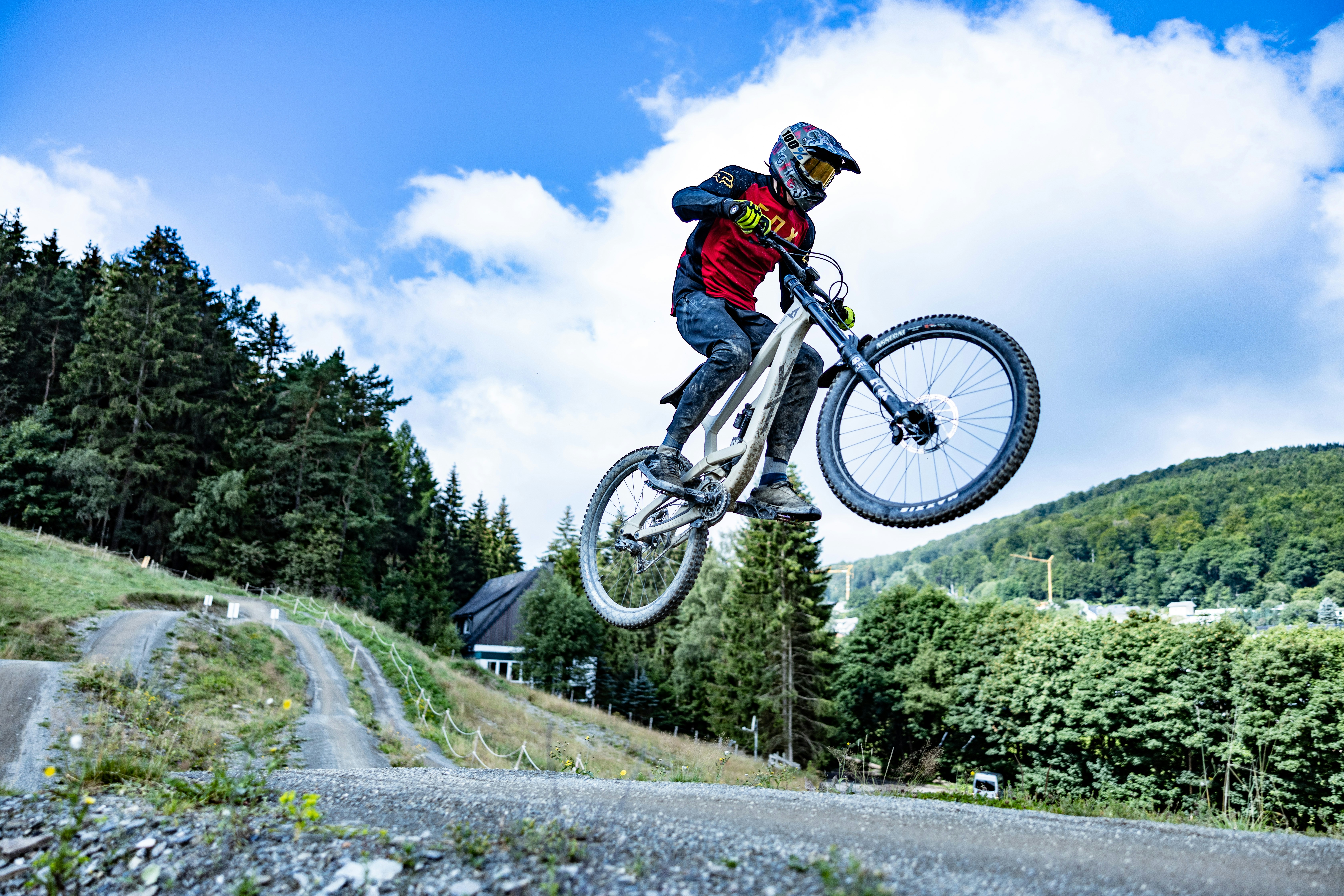 Mountain biking action background